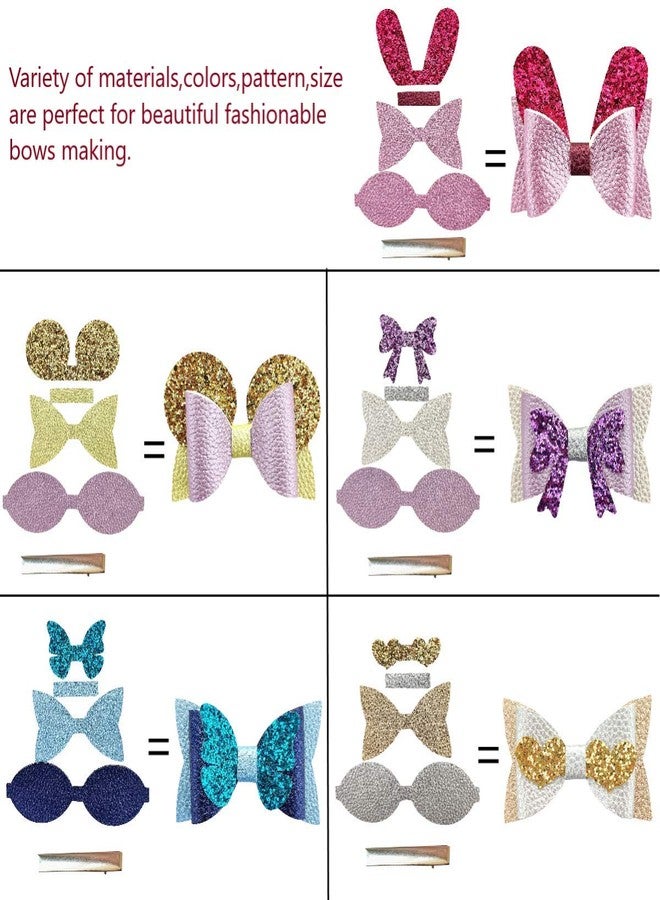 AOUXSEEM Faux Leather Hair Bows DIY Making Kit with Pre Cut Pieces and Hair Clips,Make Fashionable Shiny Hair Clips for Girls Lady Woman(Cute,20 Set) - Image 4